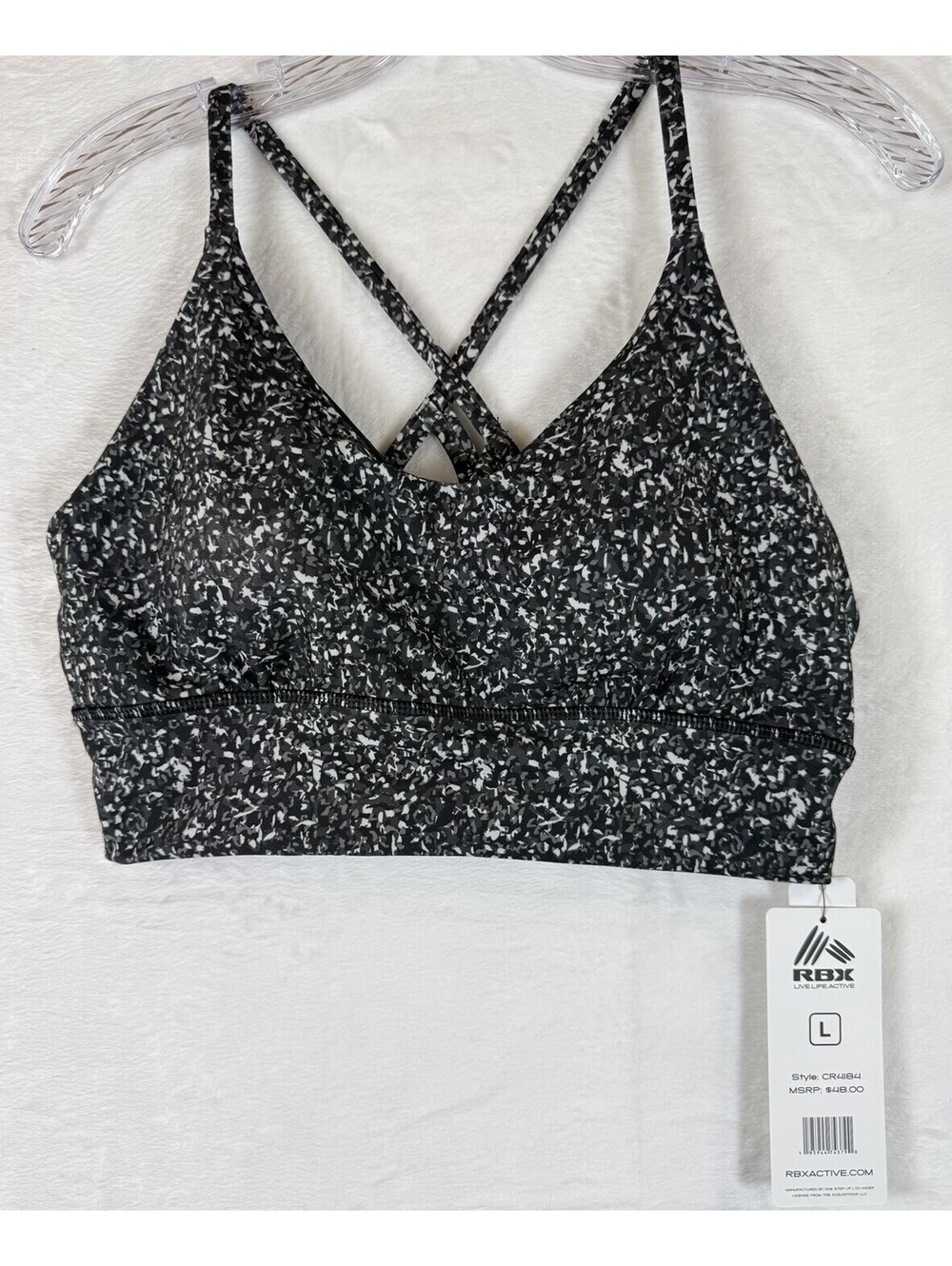 RBX Womens Sports Bra Large Gray Strappy Workout Top New NWT